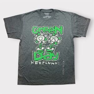 Green Day Kerplunk Flower Graphic T-Shirt Charcoal Heather Grey Mens Large NEW